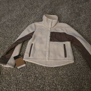 The North Face Women's Cream and Brown Teddy Jacket